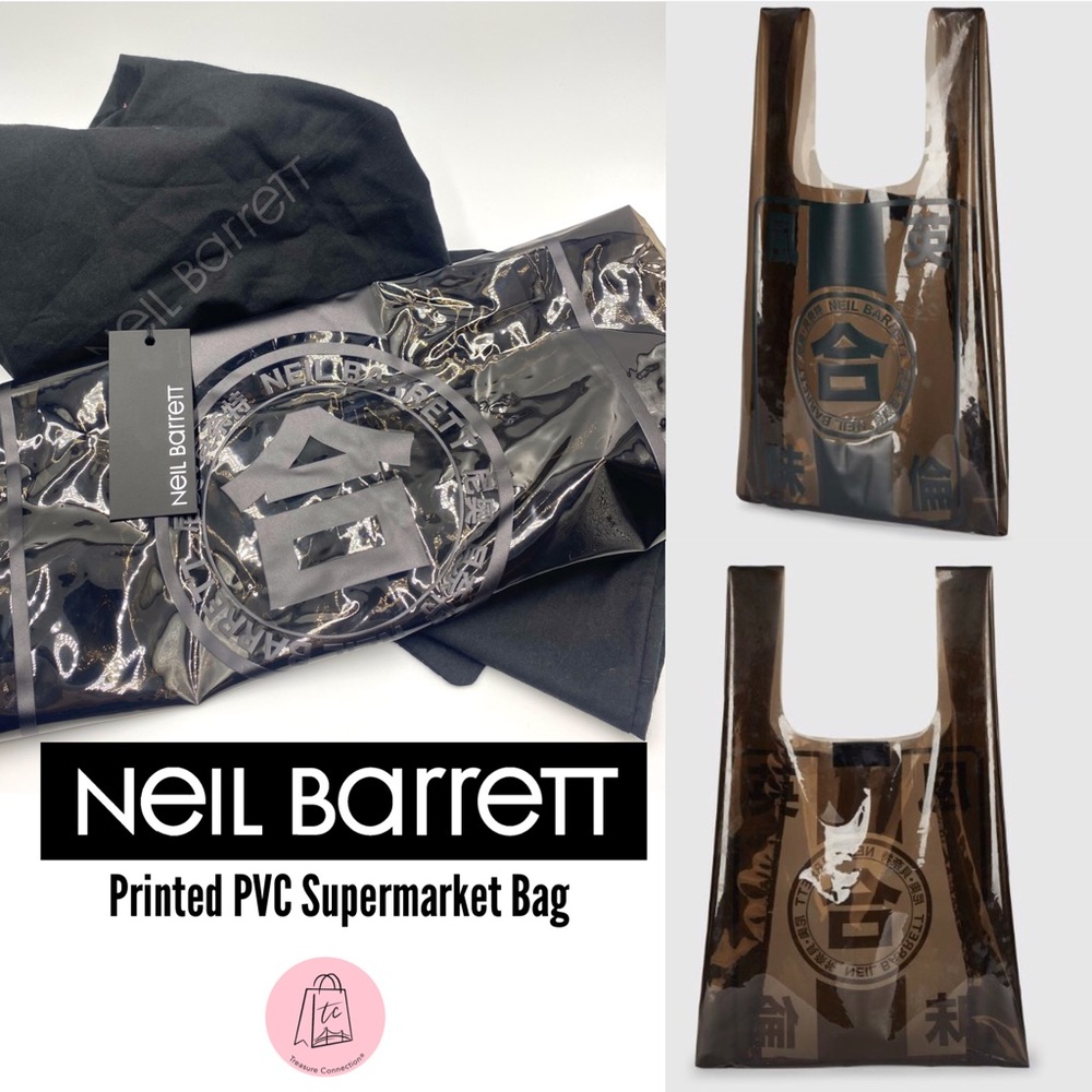 NEW- Neil Barrett Printed PVC Bag with Dustbag